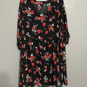 Torrid Long Sleeve Knee Length Floral Dress